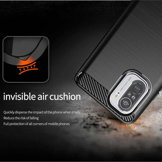 Techsuit Carbon Umschlag Rückseite Silikon Schwarz (Poco F3 / Mi 11i)