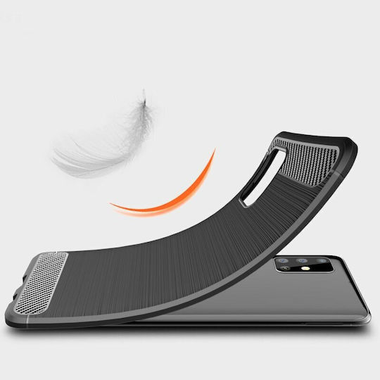 Techsuit Carbon Umschlag Rückseite Silikon Schwarz (Galaxy A51)