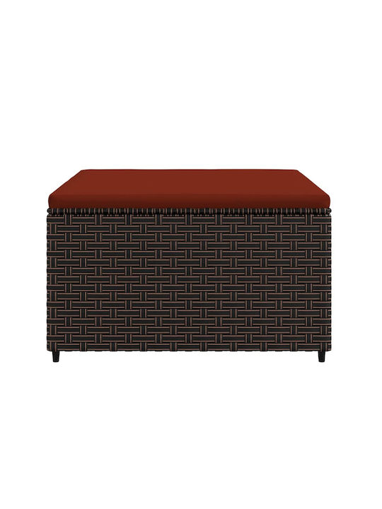 Garden Stool Cube for Outdoor Use Rattan with Red Cushion 55x55x31cm