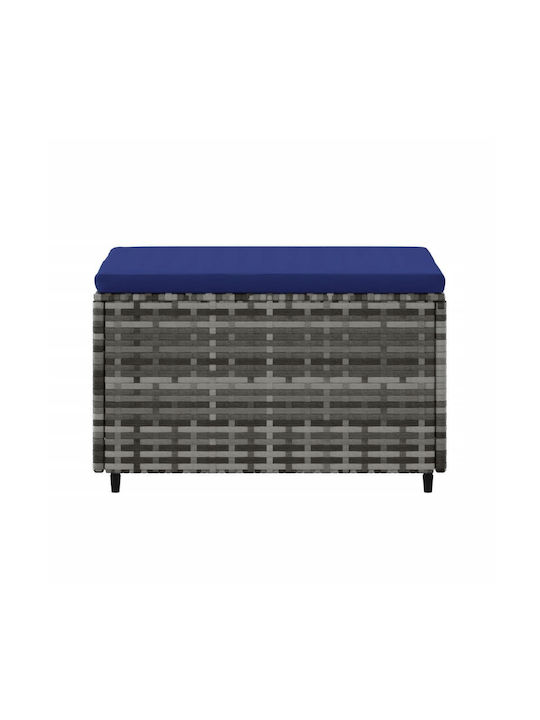 Garden Stool Cube Outdoor Rattan with Cushion Blue 2 Pieces 55x55x31cm