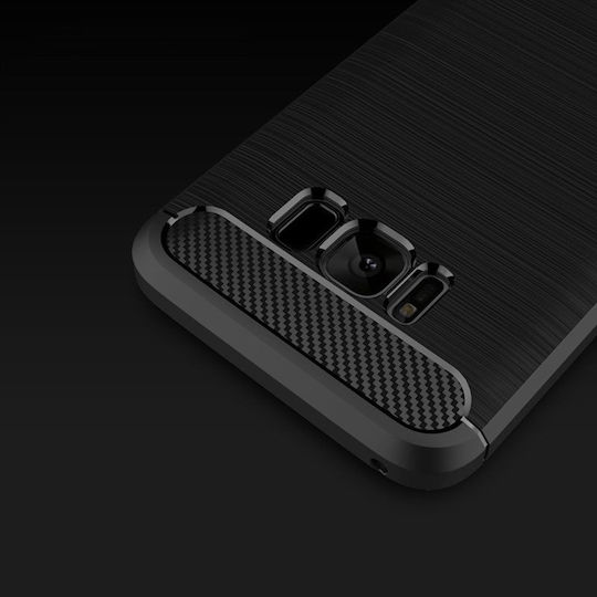 Techsuit Carbon Umschlag Rückseite Silikon Schwarz (Galaxy S8)