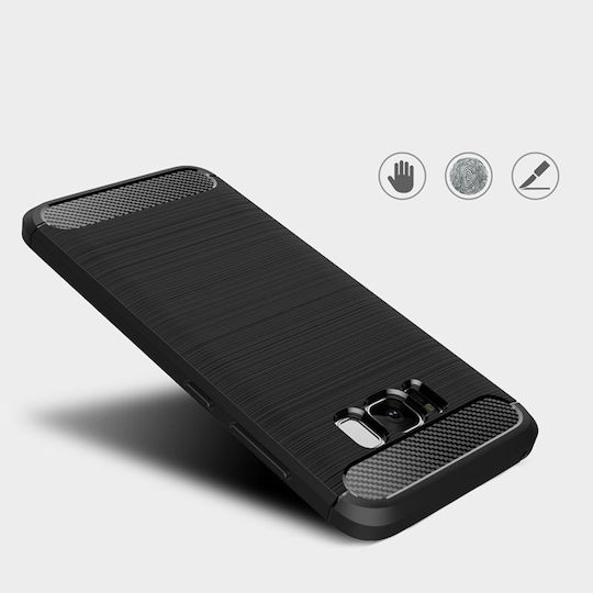 Techsuit Carbon Umschlag Rückseite Silikon Schwarz (Galaxy S8)