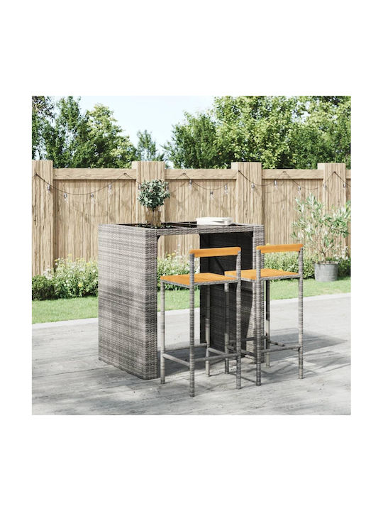 Hocker für Bar Für den Außenbereich Rattan Gray 2Stück 40x44x78cm