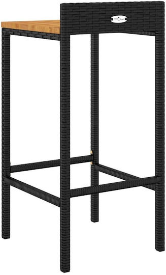 Σκαμπό Μπαρ Εξωτερικού Χώρου Rattan Μαύρο 2τμχ 40x42x78cm
