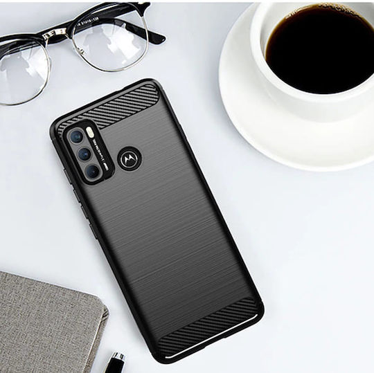 Techsuit Carbon Back Cover Silicon Negru (Moto G60)