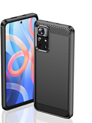 Techsuit Carbon Back Cover / Back Cover Σιλικόνης / Σιλικόνης Μαύρο / Μαύρο (Poco M4 Pro 5G / Redmi Note 11s 5G / Poco M4 Pro 5G / Redmi Note 11s 5G)