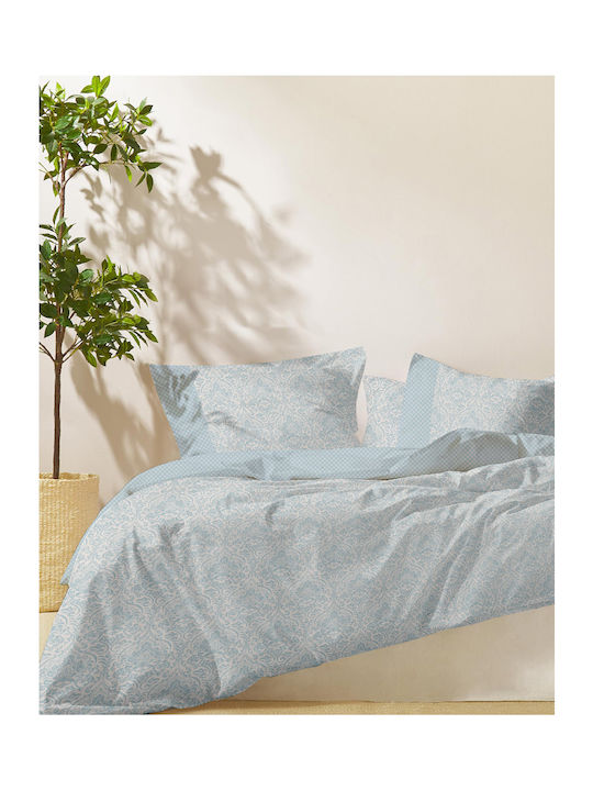 Makis Tselios Home Duvet Cover Set Cotton Queen with 2 Pillowcases 220x240 Boho Blue