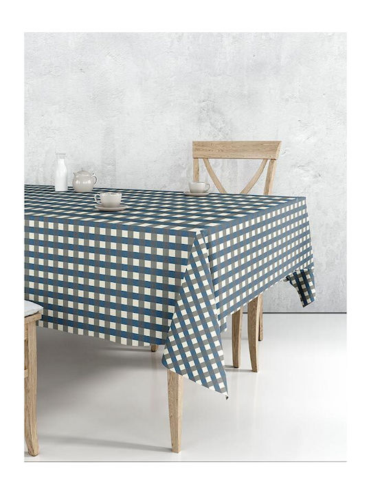 Sunshine 2024 Cotton & Polyester Checkered Tablecloth Blue 140x140cm