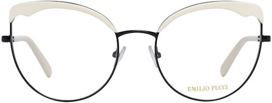 Emilio Pucci Optical Frame Weiblich Metallisch Brillenrahmen Schmetterling Weiß EP5131 005