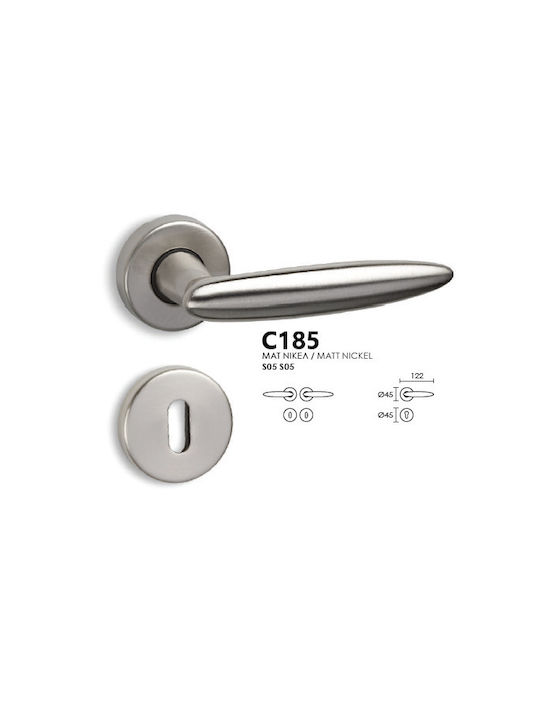 Conset Lever Middle Door with Rosette C185 C185RORS05S05 Pair Nickel