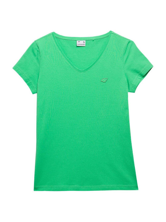 4F Women's Athletic T-shirt with V Neckline Green