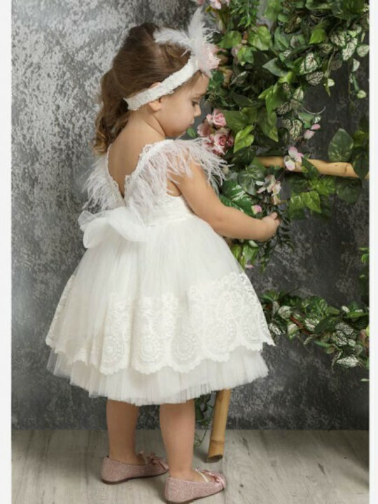 Mi Chiamo Ivory Baptism Clothing Set with Hair Accessories & Dress made of Lace 2pcs