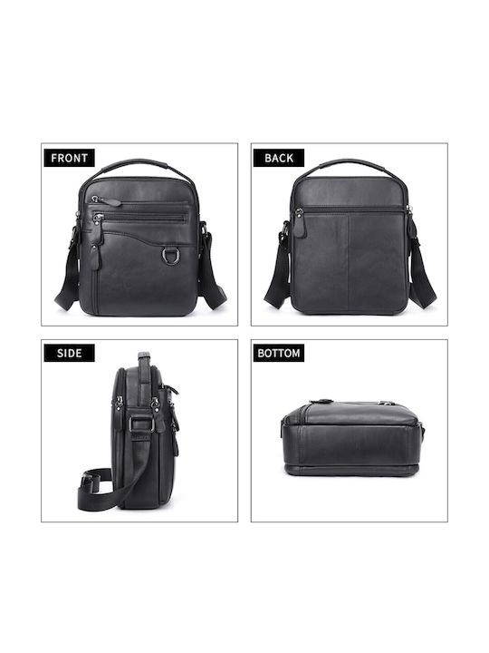 Leder Herrentasche Schulter / Crossbody Schwarz