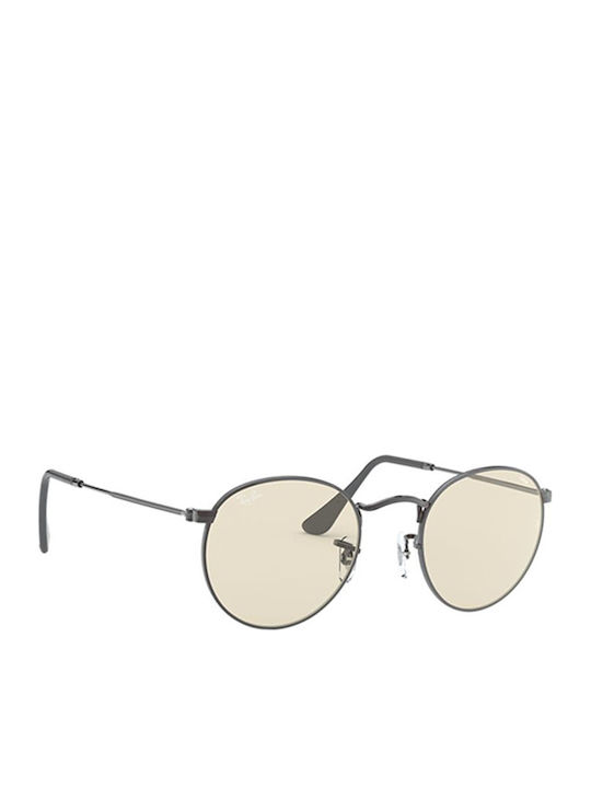 Ray Ban Round Metal Unisex Sunglasses with Silver Metal Frame and Brown Lens RB3447 004/T2