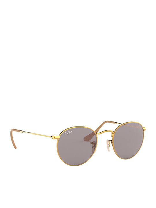 Ray Ban Round Metal Unisex Γυαλιά Ηλίου με Χρυσό Μεταλλικό Σκελετό και Μωβ Φακό
