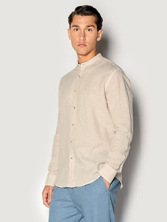 Long-sleeved Linen Shirt Beige