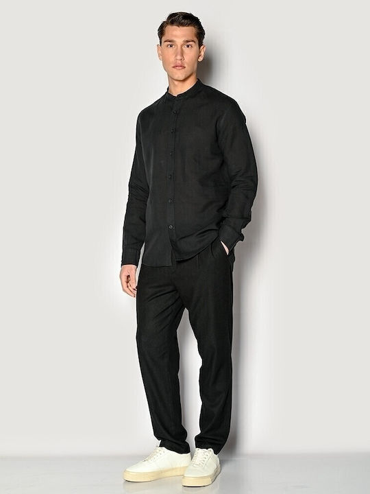 Long-sleeved Linen Shirt Black