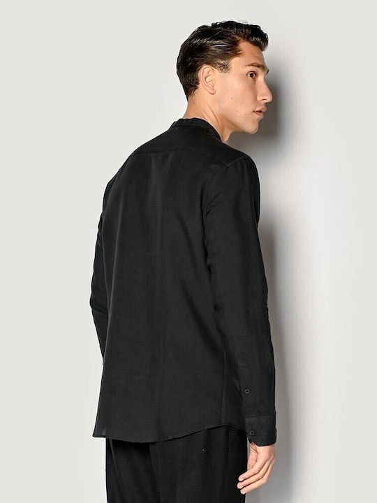 Long-sleeved Linen Shirt Black