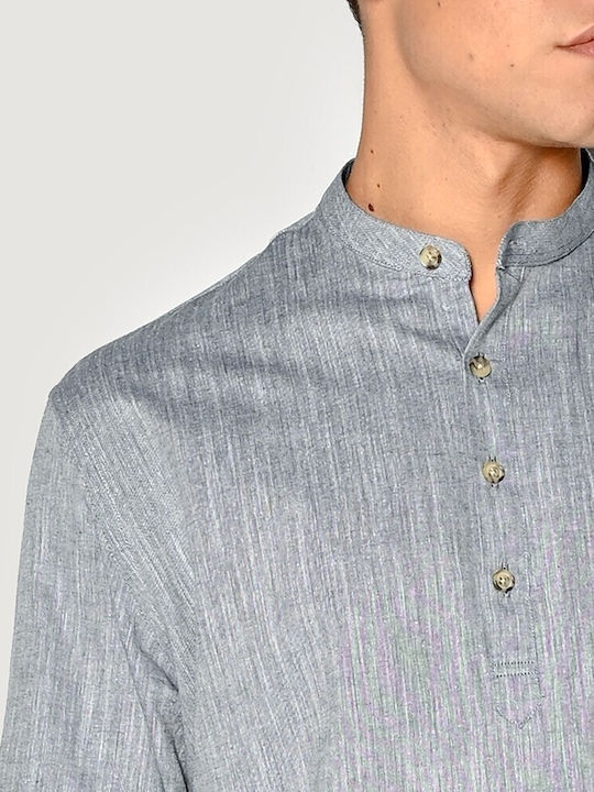 Long-sleeved Denim Shirt Navy Blue