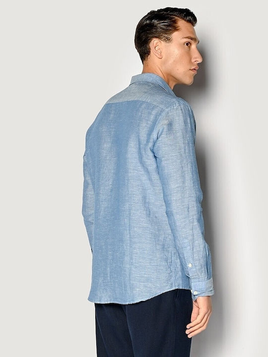 Brokers Jeans Men's Shirt Long Sleeve Linen Indigo