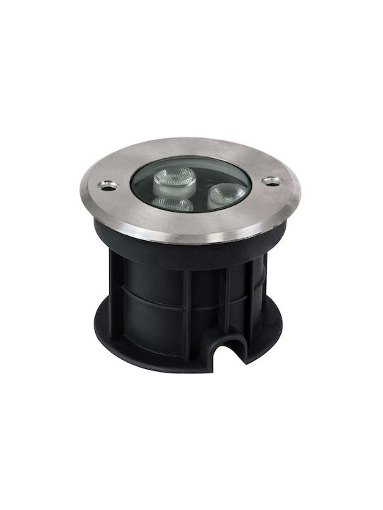 GloboStar Spot De Podea LED 12W Cu Alb Cald IP68 Argintiu