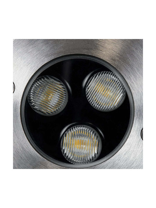 GloboStar Spot De Podea LED 12W Cu Alb Cald IP68 Argintiu