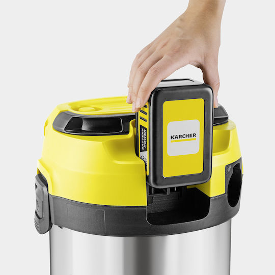 Karcher WD 3-18 S Battery Aspirator Reîncărcabil Lichide / Solide cu Inoxidabil Recipient 17lt