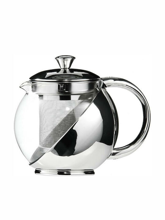 GTSA Tea Set with Filter Glass in Silver Color 500ml 1pcs