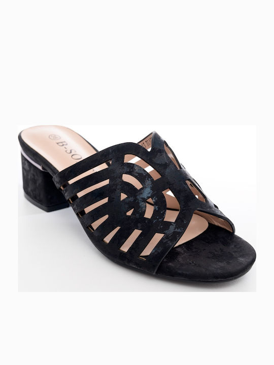Mules mit Chunky Niedrig Absatz in Schwarz Farbe