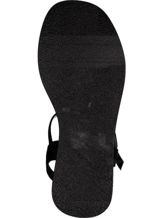 Women's Leather Ankle Strap Platforms Black 2-28000-20 001