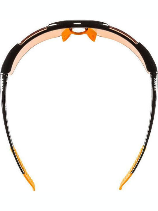 Uvex Sportstyle 223 Ανδρικά Γυαλιά Ηλίου με Μαύρο Κοκκάλινο Σκελετό και Πορτοκαλί Φακό S5309822212