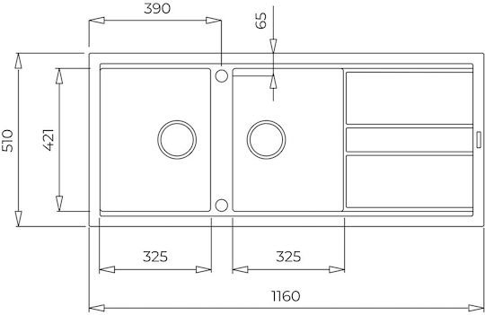 Teka Nova 80 B-TG 2B 1D 115400019 Drop-In Мивка от Синтетичен Гранит Ш116xД51см Бял