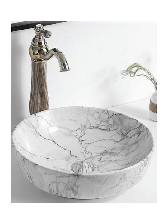 Gloria Solante-2 Aufsatzwaschbecken Porzellan 42x42x14cm Light Grey Marble