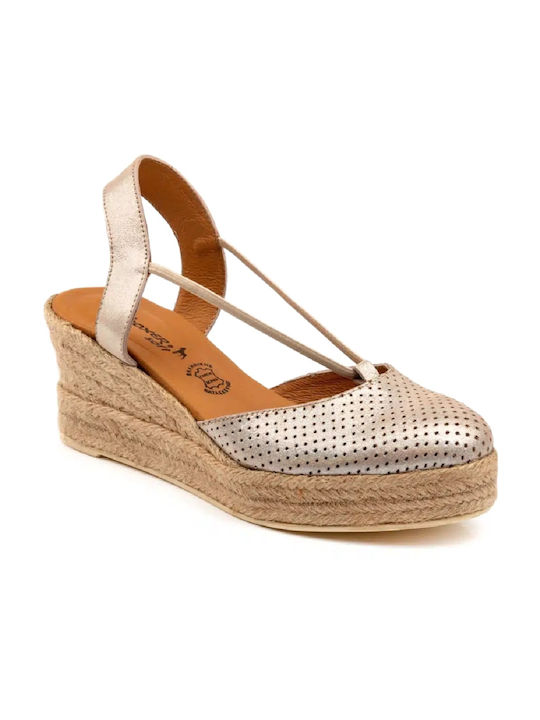 Boxer Anatomic Women's Leather Platform Espadrilles Beige Purple