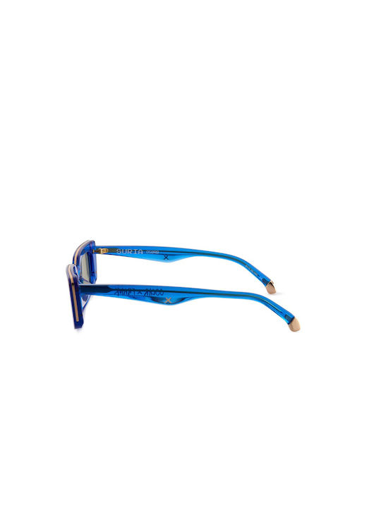 Oscar & Frank Suria Sonnenbrillen mit Royal Blue Rahmen und Blau Spiegel Linse