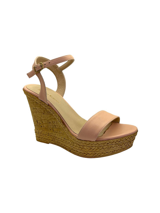 Beige Leather Platforms with Cork Roberto Venuti