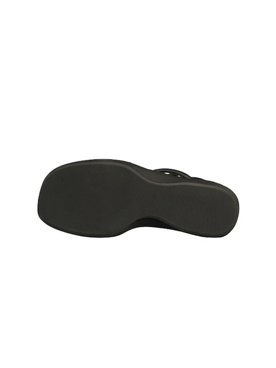 EMANUELLE VEE SANDALO MIGNON MIGNON BOMBATI-ZEPPA 90 EXTRA LIGHT PELLE NEGRU Pentru femei