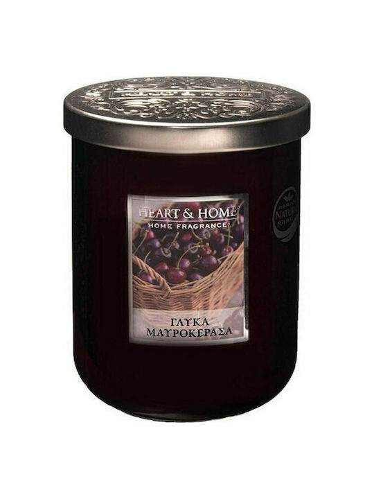 Heart & Home Scented Soy Candle Jar with Scent Black cherry sweets Black 110gr 1pcs