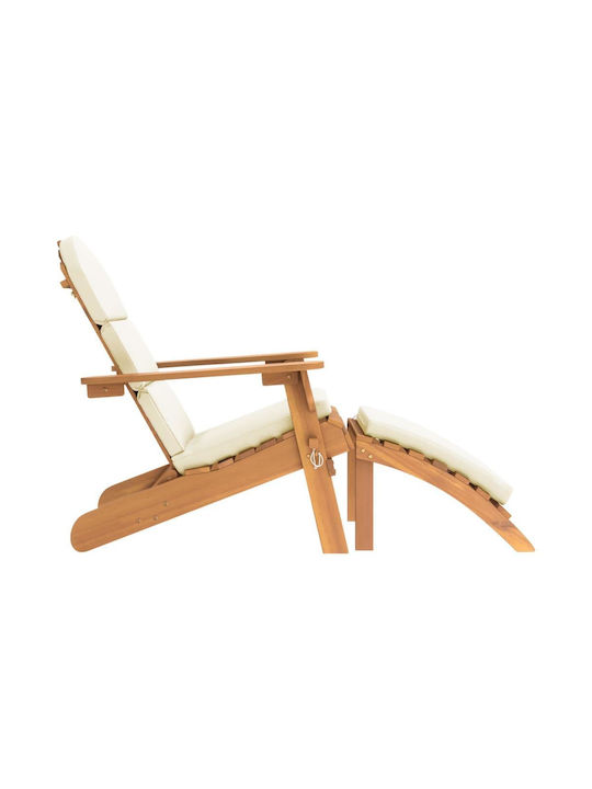 Deckchair Wooden with Cushion Brown 75x84x90cm.