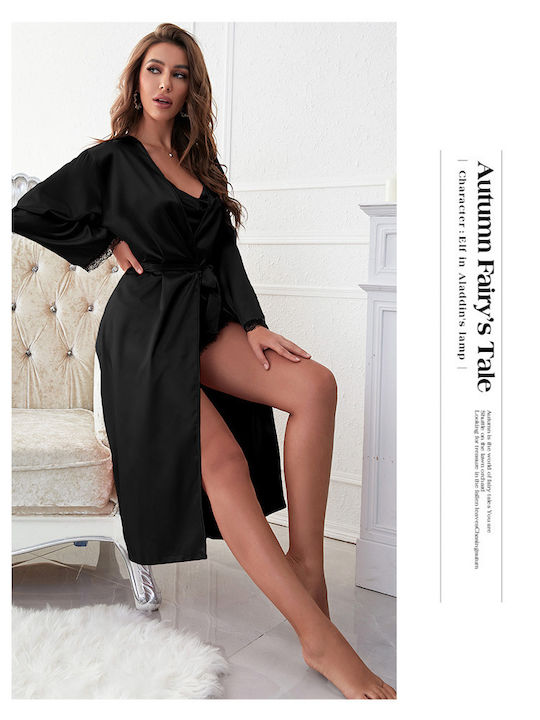 La Lolita Amsterdam Summer Women's Robe with Pyjama Black