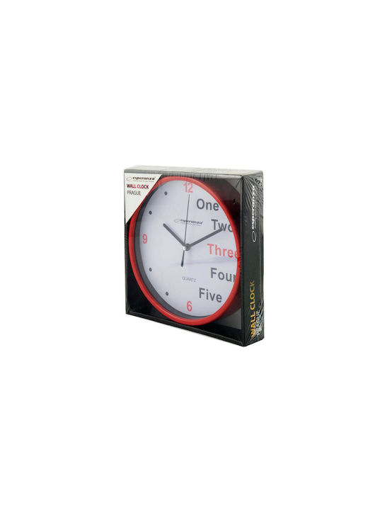 Esperanza Prague Silent Wall Clock Plastic Black Ø20cm