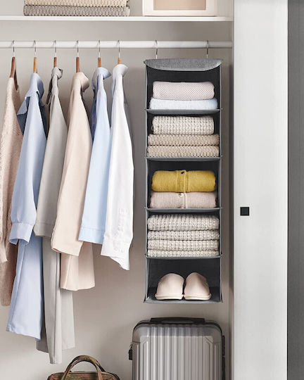Songmics Fabric Hanging Storage Case For Clothes in Gray Color 30x30x90cm 1pcs
