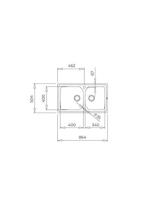 Teka Brooklyn 90 M-XP 2B Ένθετος Νεροχύτης Αριστερός Inox Σατινέ Μ86.4xΠ56.4cm Ασημί