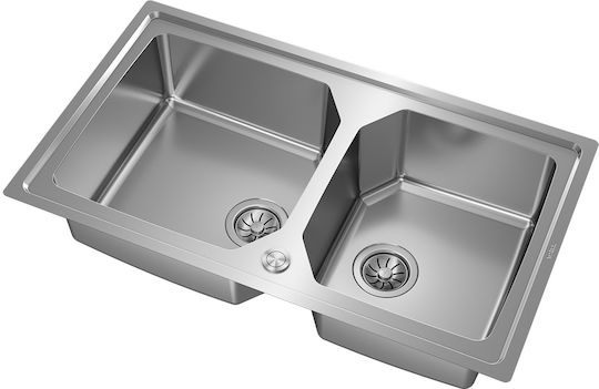 Teka Brooklyn 90 M-XP 2B Ένθετος Νεροχύτης Αριστερός Inox Σατινέ Μ86.4xΠ56.4cm Ασημί