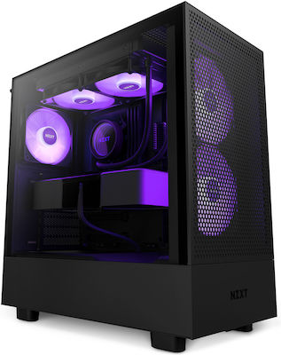 NZXT H5 Flow RGB Гейминг Midi Tower Компютърна кутия със странично прозорче Черно