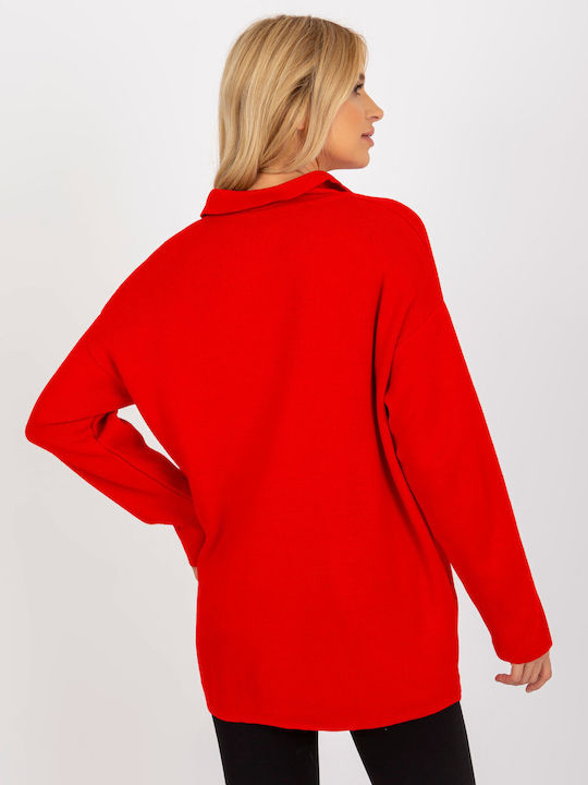 Rue Paris Damen Langarm Pullover Rot