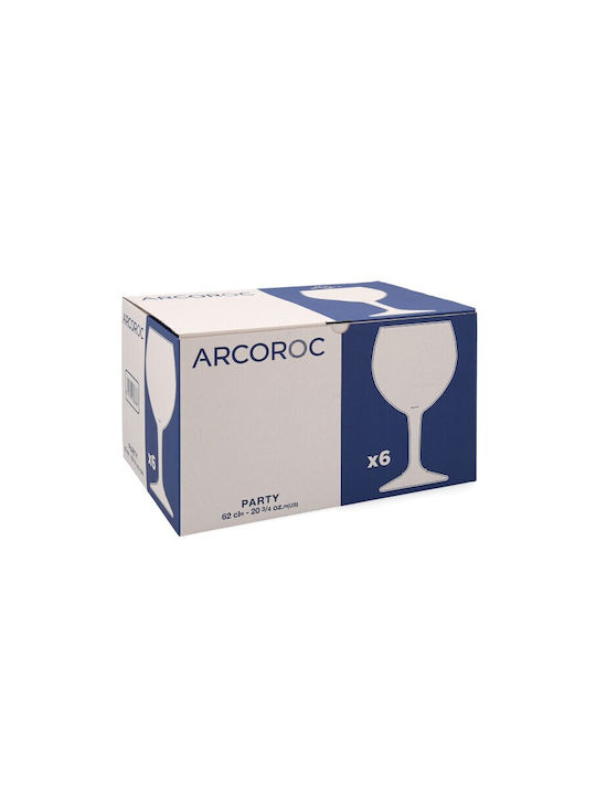 Arcoroc Party Set of Glasses for Red Wine made of Glass Stemmed 620ml 6pcs