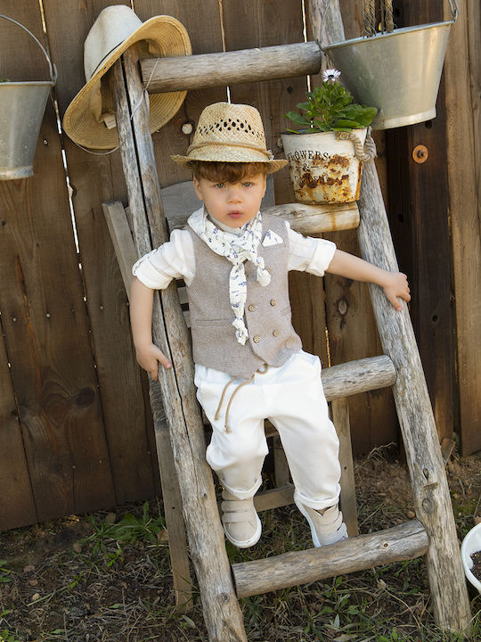 Bambolino Baptism Suit for Boys Kylian Beige 5 Pieces