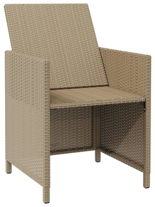 Fotoliu de exterior Rattan Bej cu pernă 2buc 52x56x85cm