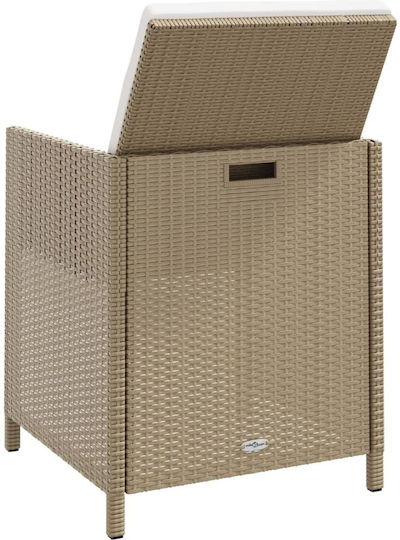 Outdoor-Sessel Rattan Beige mit Kissen 2Stück 52x56x85εκ.